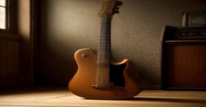 Vintage guitar amplifier in a dimly lit studio